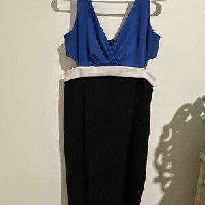 Black Halo Elegant Blue and Black Sleeveless Dress